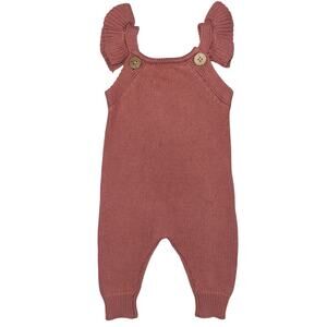 Rabbit + Bear Baby Girls Dusty Rose Organic Cotton Knit Romper One Piece 0-3M